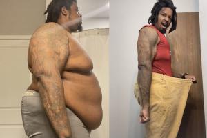 Coach Joshua Profit’s before and after picture showing his amazing transformation and weight loss.