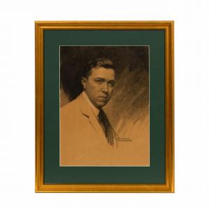 Portrait of Mr. Woodruff by Norman Rockwell (1894-1978) showing Woodruff as a young man, charcoal on paper, artist signed (estimate: $20,000-$40,000).