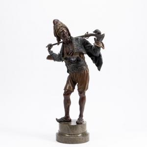 Patinated bronze sculpture on a marble base by Franz Bergmann (Austrian, 1861-1936), taka Nam Greb, titled Mameluk Warrior (estimate: $5,000-$10,000).