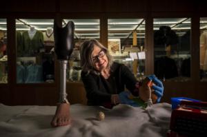 Professor Susan Lambert, Chief Curator at the Museum of Design in Plastics (MoDiP) examines Designated Collection items at Arts University Bournemouth.