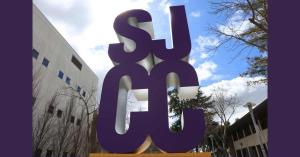 Photo of SJCC Block Logo on Campus