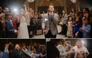 Unspoken lead vocalist Chad Mattson (Top Center) leads a cast in comedic scenes  from the “Love Is Everything We Need” music video.