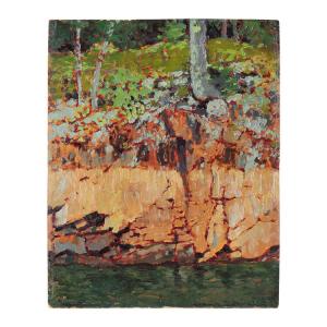 Oil on board rendering by Canadian “Group of Seven” artist Franz Johnston (1888-1949), titled The Battlement, Lake of the Woods (CA$25,960).
