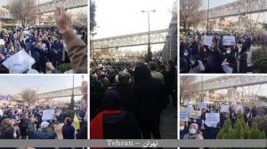 These protests took place outside the regime’s parliament in Tehran and in front of the regime’s Ministry of Education offices in other cities, during which they demanded the release of imprisoned teachers.