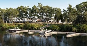 An artist impression of the 26-berth marina planned for Riverina Gold Coast Estate