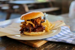 The Santa Maria BBQ Tri-Tip Sandwich, available at both Hitch Burger locations.