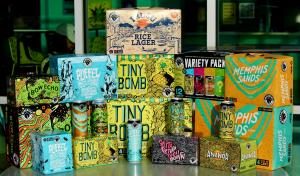 A photo of several colorful cans of WISEACRE's year-round beers in various packaging options.