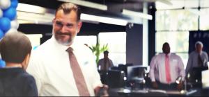 Ray Buffer as "Chuck" a car salesman in the Vroom commercial titled, "Puppet Husband"