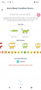 This is an app screenshot of different  shapes of a cat for pet parent to choose what their pet looks like