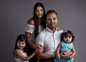 Chemist Sunny Dhain with wife and business partner Nikita Dhain and their two children