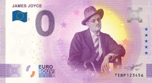 James Joyce Commemorative 0 Euro Banknote design by Euro Note Souvenir Ltd