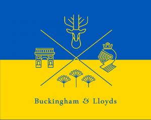 logo with Ukrainian flag colours