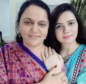 Highway Patrol Officer Iram Jabeen with her mother