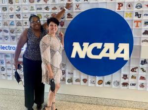 Tracey Hathaway and Jelanna Olivera at NCAA HQ