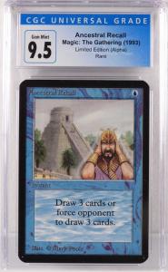 Magic: The Gathering Alpha Ancestral Recall card, graded CGC 9.5 Gem Mint ($38,750).