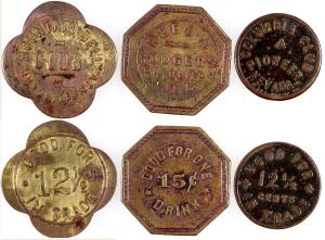 Lot of three rare tokens from the Bullfrog, Nevada mining district ($2,250).