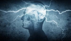 Brain being zapped by electricity