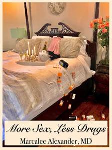 image of a poster bed with wine candles and prescription medications fall off of bed