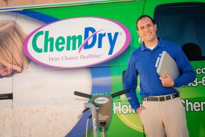 Chem-Dry technician in front of van