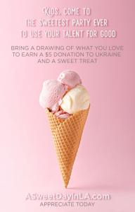 A Sweet Day in LA...monthly party sponsored by Recruiting for Good, kids bring drawing to earn a $5 donation for Ukraine and a Sweet Treat #makepositiveimpact #usetalentforgood #supportukraine #asweetdayinla #kidsmonthlyparty www.ASweetDayinLA.com