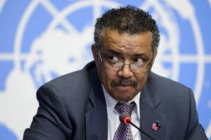 Image of Tedros Adhanom. He is is responsible for cover-ups and crimes against humanity when he was an Ethiopian official, according to a nonfiction afterword to Money, Blood and Conscience, a historical novel about the East African nation's former TPLF dictatorship.