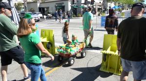 Parade attendees walk easily through the barriers.