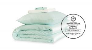 Silk Bed Sheets Set with Mayfairsilk Best Bedding Brand of the Year 2022 Award Logo