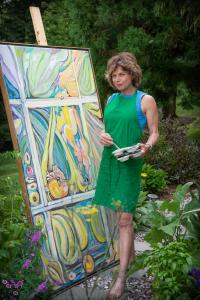 Vibrant canvases by contemporary artist Tina Cantelmi will be on view in the duo exhibit, Levity, in Bethlehem PA