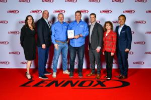 The Chill Brothers Founders, Brennan Mulcahy and Andrew Schneider, pictured receiving the Lennox Centurion Award