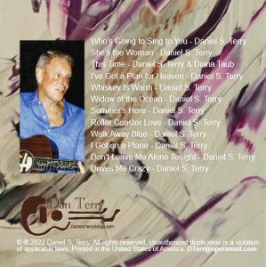 Back cover of new Americana album "At Sandy's Restaurant" by singer-songwriter Daniel S. Terry.