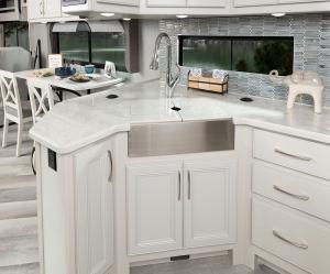 With its mid-coach entry, the 35GL is spacious, inviting, and features four distinct areas, making it feel like a traditional home.