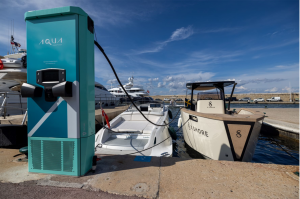 The Aqua 75 dual CCS configuration supercharging 2 electric boats simultaneously