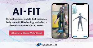 AI-FIT, general-purpose module that measures body size with AI technology and reflects the measurements onto an Avatar.