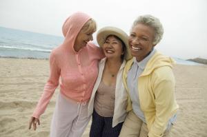 Three happy and healthy elderly women