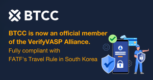 BTCC is now an official member of the VerifyVASP Alliance, meaning that they are fully compliant with FATF's Travel Rule in South Korea.
