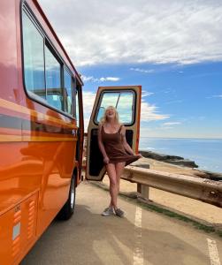 Lacy Younger on set on photo shoot for "A New Man" at Sunset Cliffs in San Diego