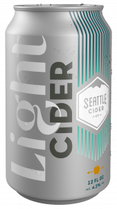 12oz Silver can image with Seattle Cider Co logo and Light Cider label