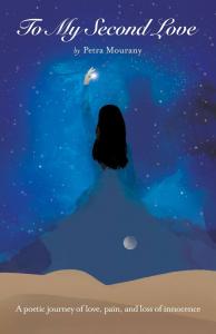 Cover art of the book "To My Second Love" - an anonymous woman emerges from sand to hold up her light against the starry night sky