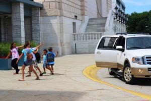 Carpooling kids going to school