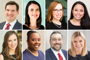 Headshots of Ryan Bauerle, Hayley Collins Blair, Kristiana Butler, Angelica Rolong Cormier, Caroline Galloway, Britney Harrison, Jonathan James, and Lindsey Obenhaus.