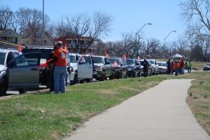 Riders lining up for the Peace Ride along Spring Valley Rd. March 26, 2022