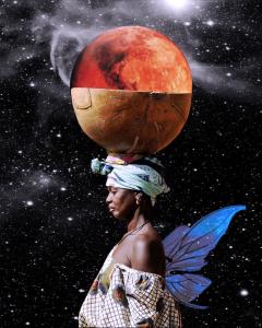 The Deeply Rooted, Elia Diane Fushi Bekene, The Journey (2022), digital collage, 18.75x15 in.