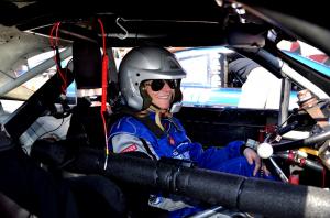 Conservative nurse image debunked with Nye's 137 miles-per-hour driving in Richard Petty's NASCAR at So. California's  Auto Club Speedway.