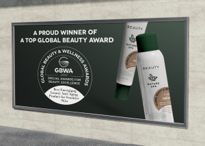 The Global Beauty and Wellness Awards billboard