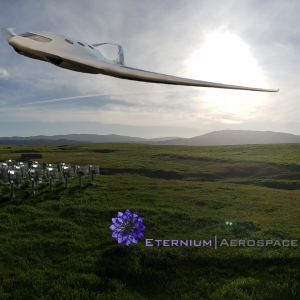 Eternium Aerospace Indiegogo campaign cover image with Eternium Archangel and solar concentrator array
