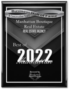 MBRE Best of Manhattan Hall of Fame 2022 Plaque