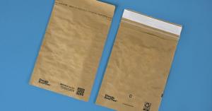 An image featuring the front and back sides of an EverTec™ padded mailer shipping envelope.