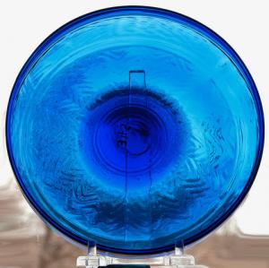 Blown three-piece-mold geometric pan in cobalt blue (est. $7,000-$9,000).