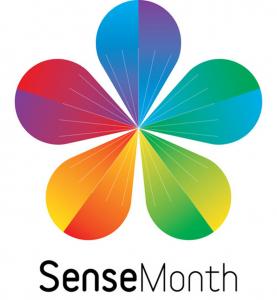 The colorful Sense Month mark with five arms represent the five primary human senses and the burst outward represents energy of diverse and imaginative sensemaking.