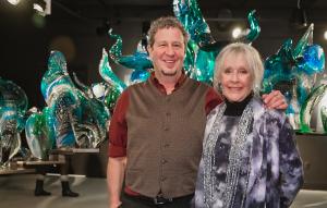 Martin Blank and Trish Duggan in front of their collaborative installation, “If a River Could Tell a Story”